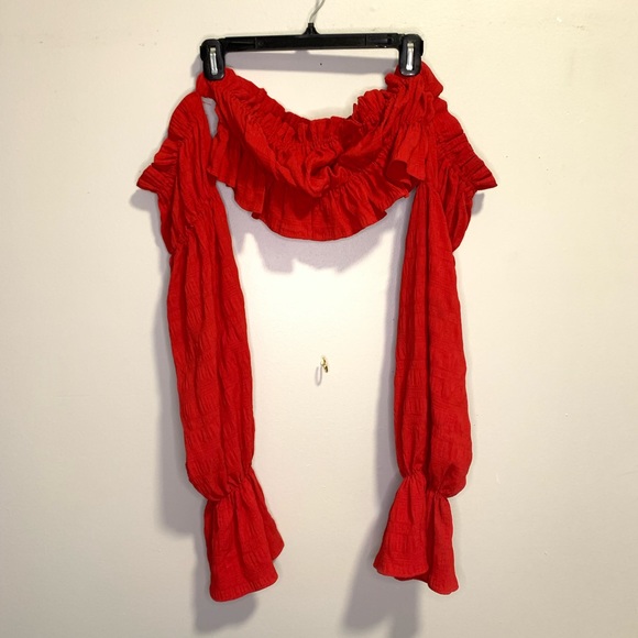 SHEIN Off Shoulder Gathered Sleeve Peplum Top #151 - Picture 5 of 5